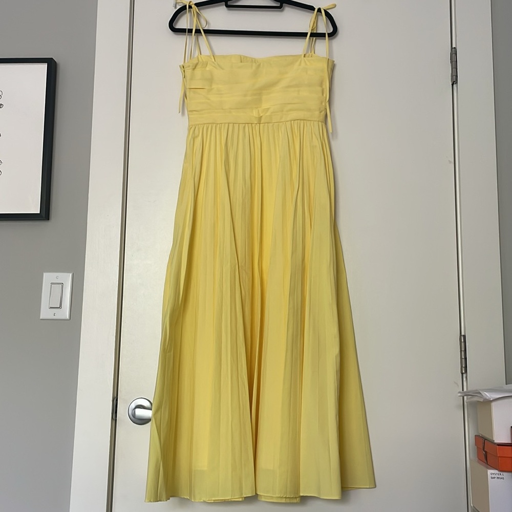 LIKE NEW Jonathan Simkhai LIMONCELLO CAROLINE COTTON POPLIN PLEATED MIDI DRESS - Picture 8 of 9